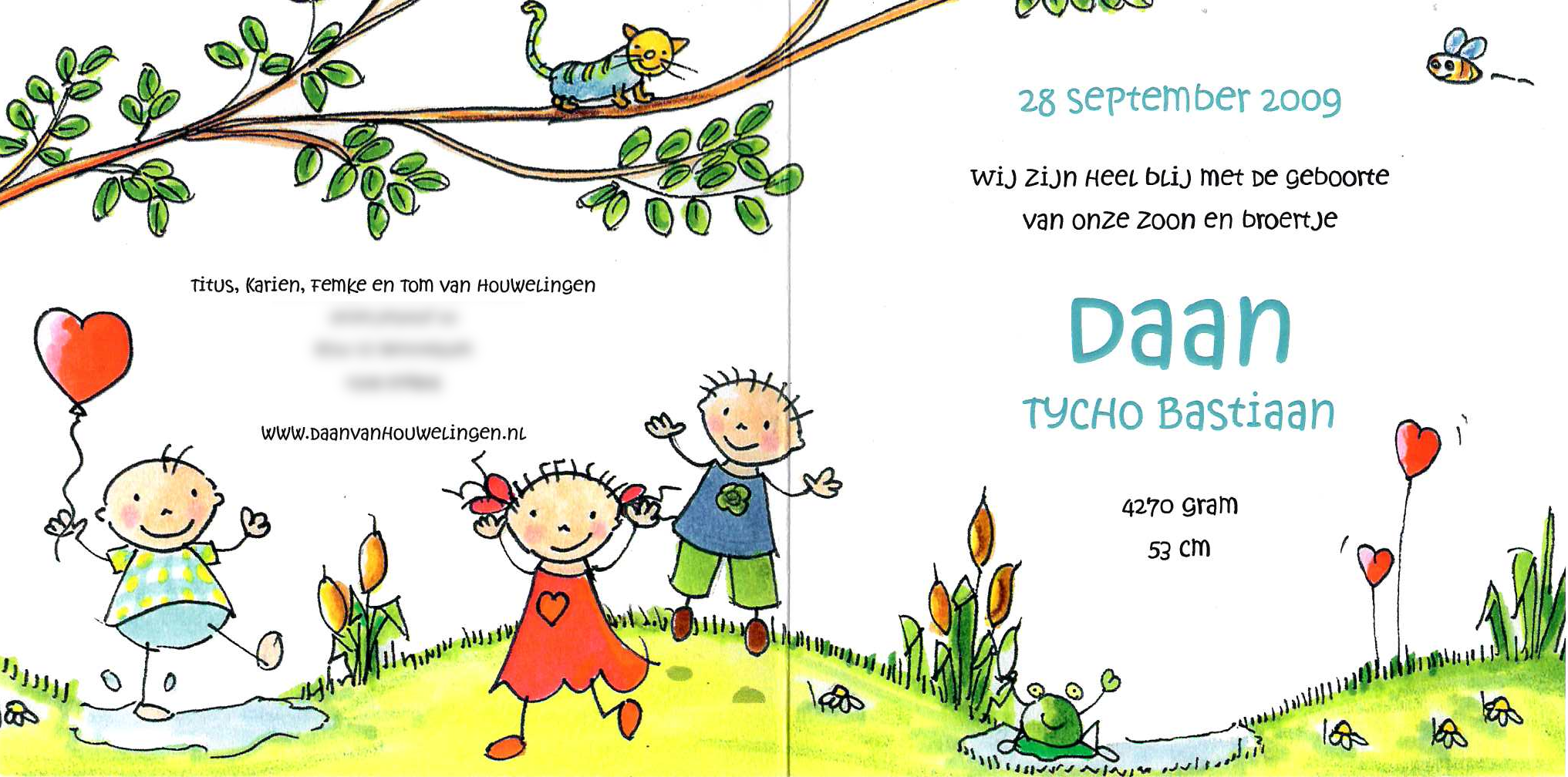 Geboortekaartje binnenkant